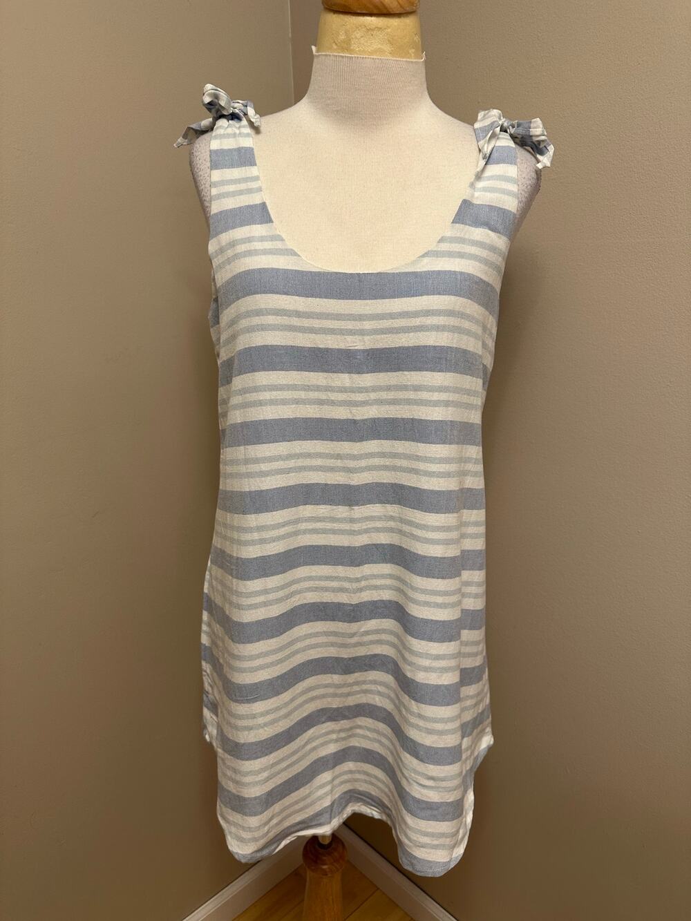 Lovers & Friends Everglades Mini Dress Blue/White Stripe Tie Shoulder Sz Medium